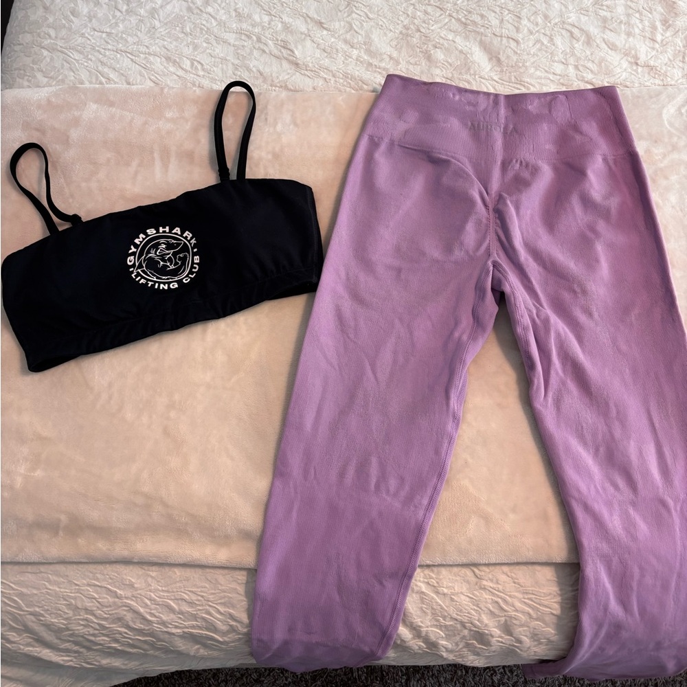 Black and Purple Athletic Wear Set